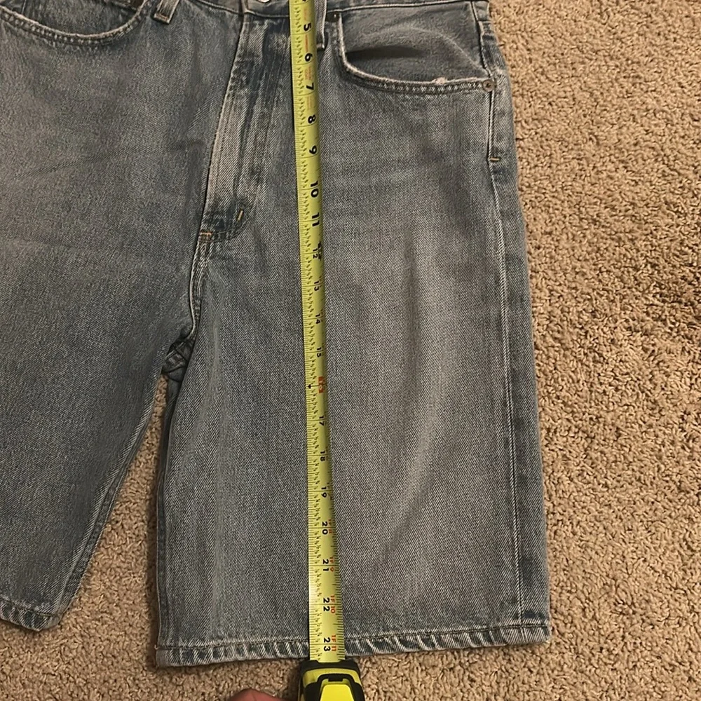 Agolde Blue long length High-Waisted denim shorts